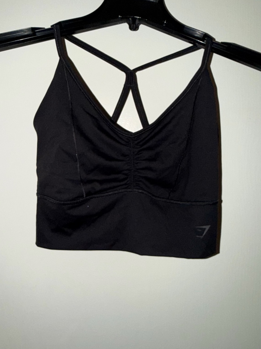 Gymshark Black Strappy Ruched Sports Bralette